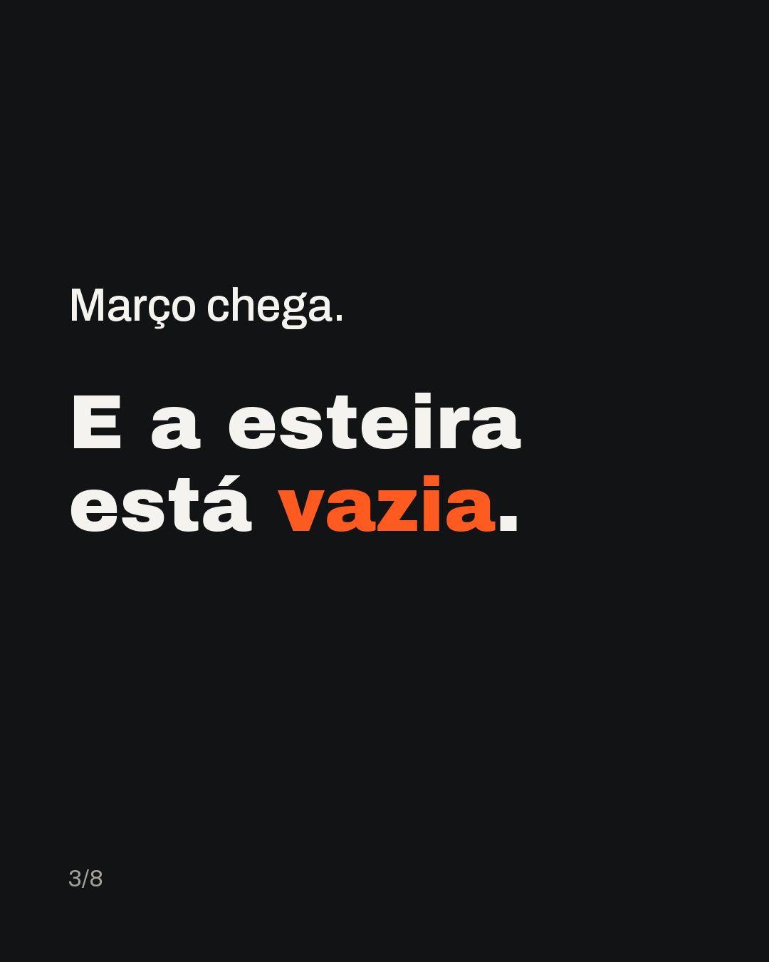 Março chega. E a esteira está vazia.