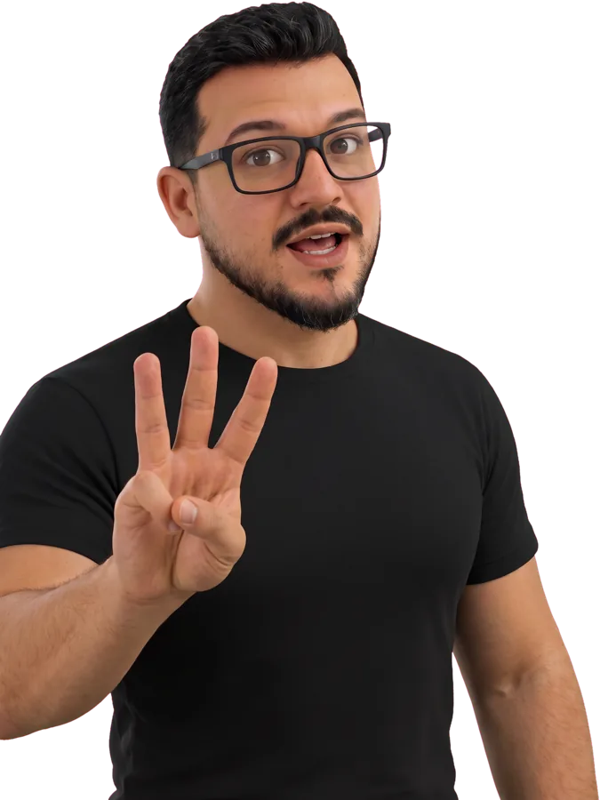 Joel, em desenho, contando nos dedos.
